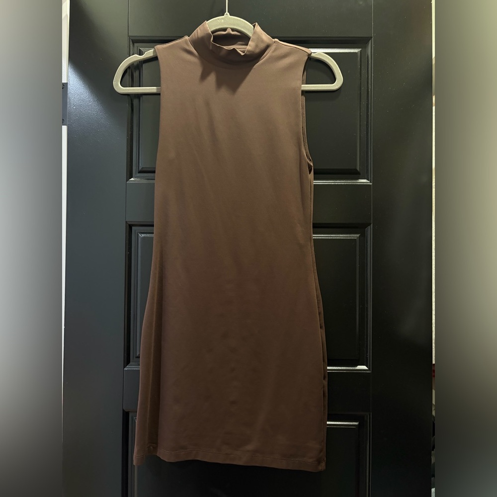 Aritzia Babaton Chocolate Brown Sleeveless Mini Dress